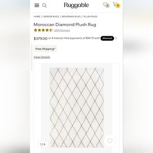 NIB 6x9 Ruggable Morrocon Plush Washable Rug